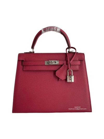 Hermes Vip Kelly 25 Top Handle Bag Fuchsia Epsom Calfskin Hand Stitched 522459