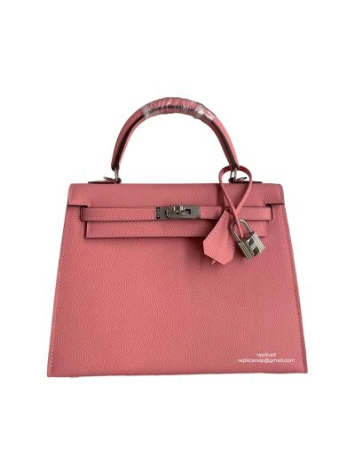 Hermes Vip Kelly 25 Top Handle Bag Pink Epsom Calfskin Hand Stitched 522452