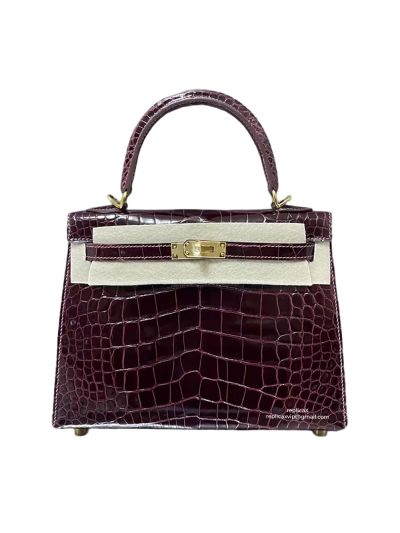 Hermes VIP Kelly 25 Top Handle Shoulder Bag Purple Crocodile Original Leather 25CM 523068