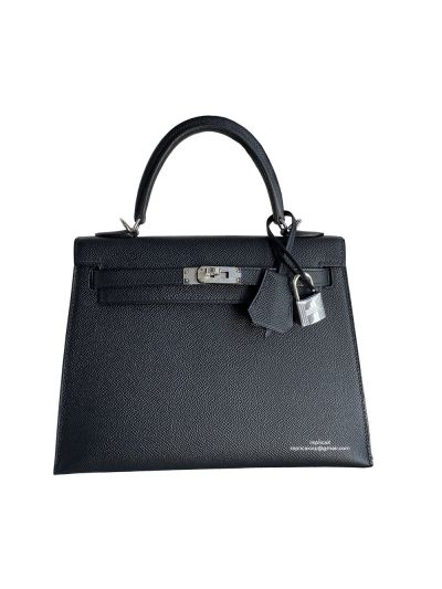 Hermes Vip Kelly 25CM Epsom Leather Bag Hand Stitched Black 523082