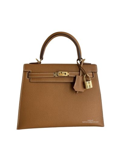 Hermes Vip Kelly 25CM Epsom Leather Bag Hand Stitched Brown 523080