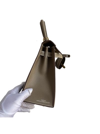 Hermes Vip Kelly 25CM Epsom Leather Bag Hand Stitched Gray 523083