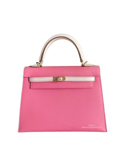 Hermes Vip Kelly 25CM Epsom Leather Bag Hand Stitched Pink 523091