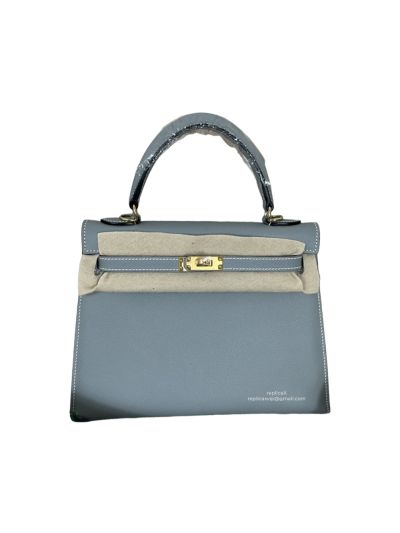 Hermes VIP Kelly 25CM Epsom Leather Top Handle Bag Light Blue 523103