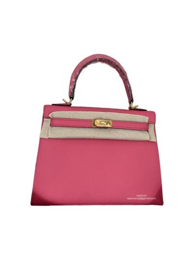 Hermes VIP Kelly 25CM Epsom Leather Top Handle Bag Pink 523102