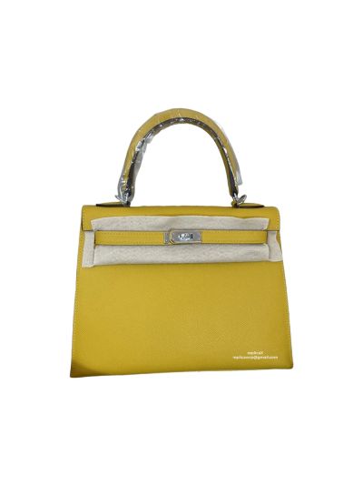 Hermes VIP Kelly 25CM Epsom Leather Top Handle Bag Yellow 523106