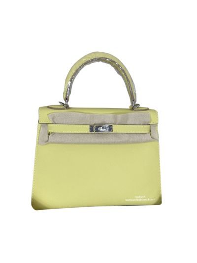 Hermes VIP Kelly 25CM Epsom Leather Top Handle Bag Yellow 523107