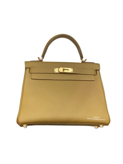Hermes Vip Kelly 28CM Shoulder Top Handle Bag Caramel Rose Evercolor Leathe 523378