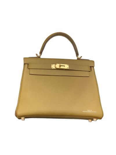 Hermes Vip Kelly 28CM Shoulder Top Handle Bag Caramel Rose Evercolor Leather 525181