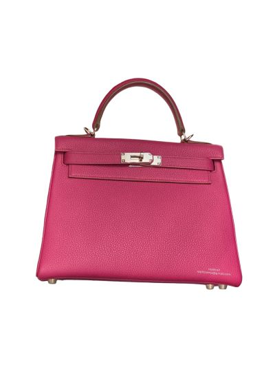 Hermes Vip Kelly 28CM Shoulder Top Handle Bag Fuchsia Evercolor Leather 523377