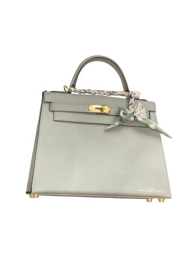 Hermes Vip Kelly 28CM Shoulder Top Handle Bag Gray Evercolor Leathe 523376