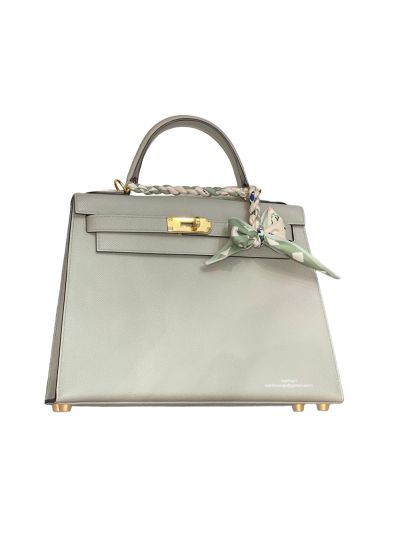 Hermes Vip Kelly 28CM Shoulder Top Handle Bag Gray Evercolor Leather 525182