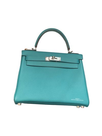 Hermes Vip Kelly 28CM Shoulder Top Handle Bag Light Blue Evercolor Leather 523375