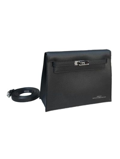 Hermes Vip Kelly Danse Black Leather Shoulder Bag Black 24x17x5CM 524569