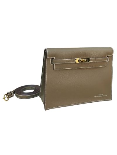 Hermes Vip Kelly Danse Black Leather Shoulder Bag Gray 24x17x5CM 523354