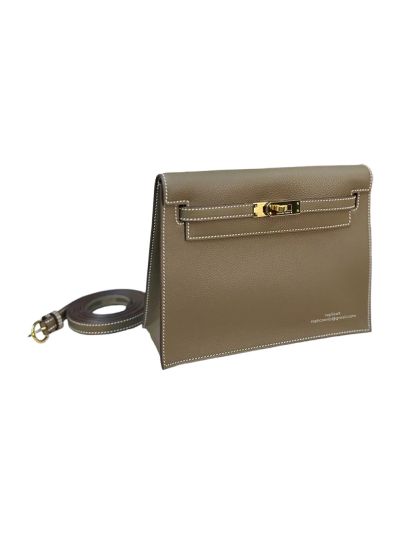 Hermes Vip Kelly Danse Black Leather Shoulder Bag Gray 24x17x5CM 524570
