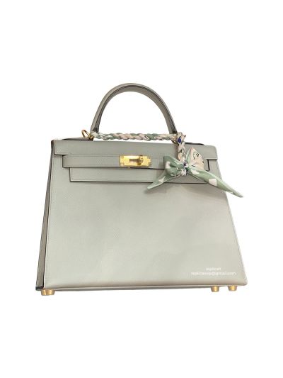  Hermes Vip Kellyhoulder Top Handle Bag Gray Evercolor Leather 522535