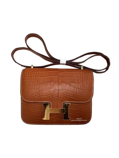 Hermes VIP Mini Constance Crossbody Bag Brown Crocodile Leather 19CM 525177