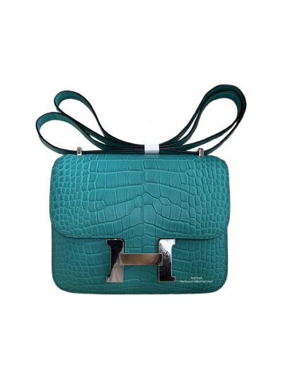 Hermes VIP Mini Constance Crossbody Bag Green Crocodile Leather 19CM 523057