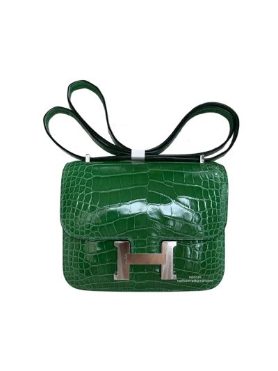 Hermes VIP Mini Constance Crossbody Bag Green Crocodile Leather 19CM 523058