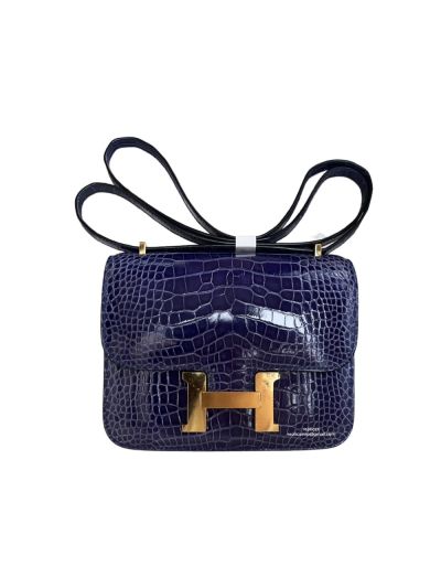 Hermes VIP Mini Constance Crossbody Bag Purple Crocodile Leather 19CM 523060