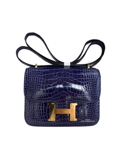 Hermes VIP Mini Constance Crossbody Bag Purple Crocodile Leather 19CM 523062