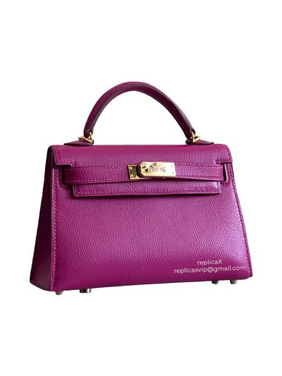 Hermes Mini Kelly Chevre Leather Top Handle Bag 19CM GHW 521403