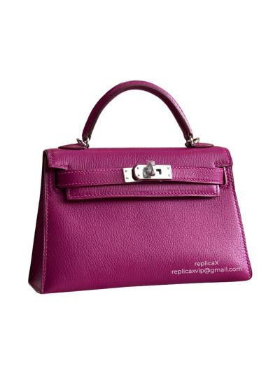 Hermes Mini Kelly Chevre Leather Top Handle Bag 19cm SHW 521404