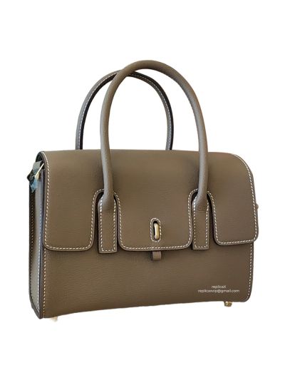 Hermes VIP New Drag Tote Shoulder Flap Bag Gray Evercolor Calfskin Hand Stitched 22x14x8CM 522745