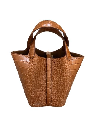 Hermes VIP Picotin Lock Bucket Bag Browm Crocodile Leather 18CM 523822