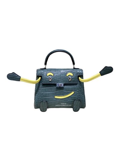 Hermes Vip Quelle Idole Kelly Doll Bag Palladium Hardware Nilo Crocodile Leather 522291