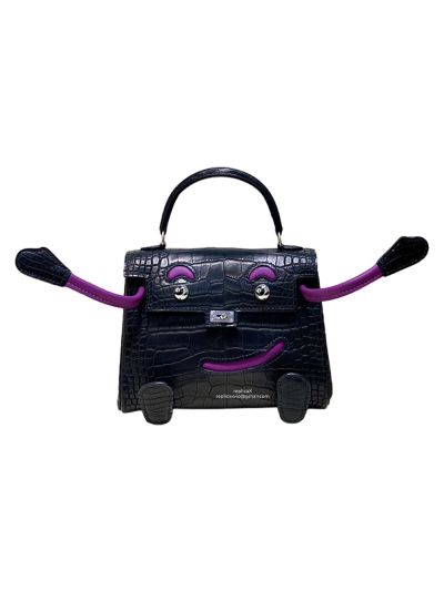 Hermes Vip Quelle Idole Kelly Doll Bag Palladium Hardware Nilo Crocodile Leather 522292