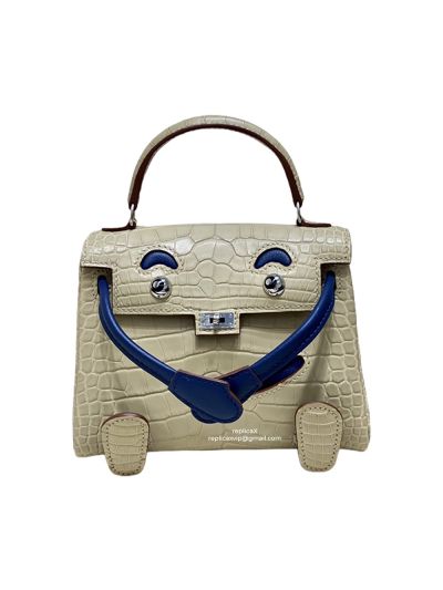 Hermes Vip Quelle Idole Kelly Doll Bag Palladium Hardware Nilo Crocodile Leather 522293
