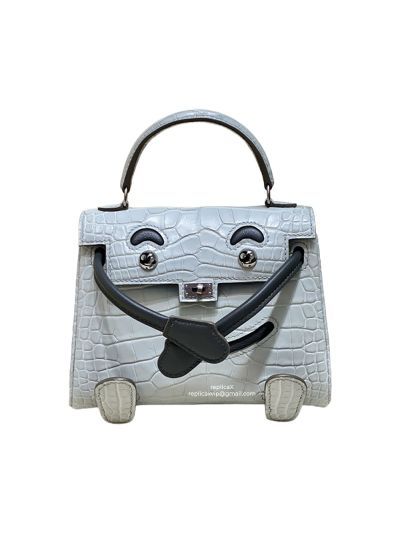 Hermes Vip Quelle Idole Kelly Doll Bag Palladium Hardware Nilo Crocodile Leather 522296