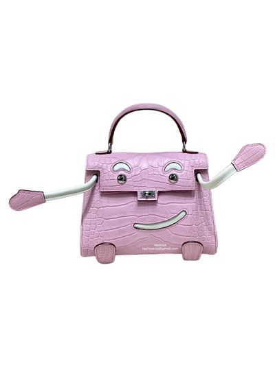 Hermes Vip Quelle Idole Kelly Doll Bag Palladium Hardware Nilo Crocodile Leather 522297