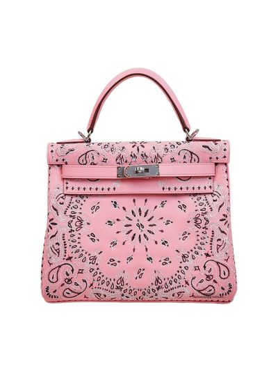 Hermes x Jay Kelly 28 AHR Special Edition Custom Embroidering Tote Bag Pink 523800