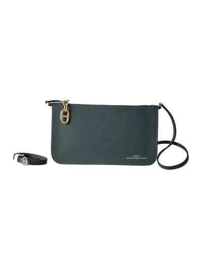 Hermes Zipengo Chaine dAncre To Go Pouch Clutch Bag Black Evergrain Calfskin Leather 20x12x4CM 525225