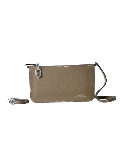 Hermes Zipengo Chaine dAncre To Go Pouch Clutch Bag Light Gray Evergrain Calfskin Leather 20x12x4CM 525219