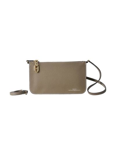 Hermes Zipengo Chaine dAncre To Go Pouch Clutch Bag Light Gray Evergrain Calfskin Leather 20x12x4CM 525220