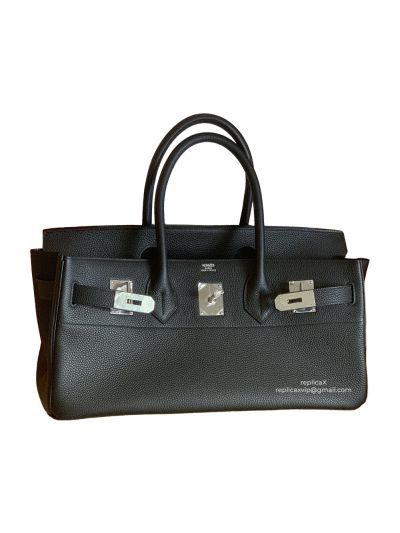 Hermeslue Clemence Leather Palladium Hardware JPG Shoulder Kelly Bag Hand Stitched 522439