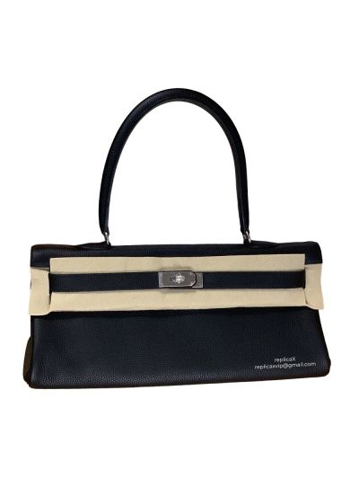 Hermeslack Clemence Leather Palladium Hardware JPG Shoulder Kelly Bag Hand Stitched 522436