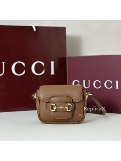 Gucci Horsebit 1955 Mini Shoulder Bag 658574 in Brown Calfskin