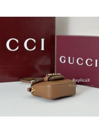 Gucci Horsebit 1955 Mini Shoulder Bag 658574 in Brown Calfskin