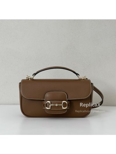 Gucci Horsebit 1955 Soft Small Top Handle Bag 815206 in Brown