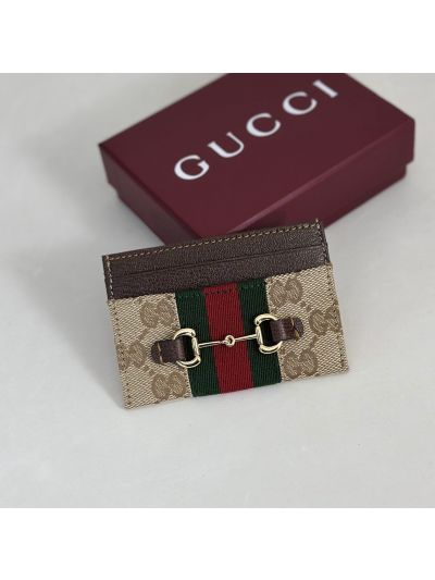 Gucci Horsebit Web Card Case 867122 in Beige