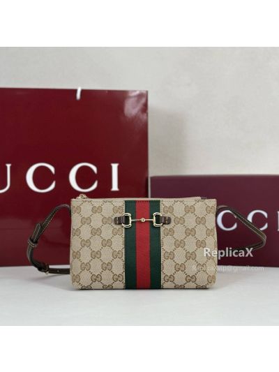 Gucci Horsebit Web Small Shoulder Bag 867130 in Beige