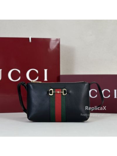 Gucci Horsebit Web Small Shoulder Bag 867130 in Black