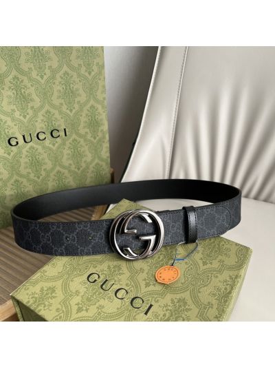 Gucci Interlocking G Belt in Grey/Black