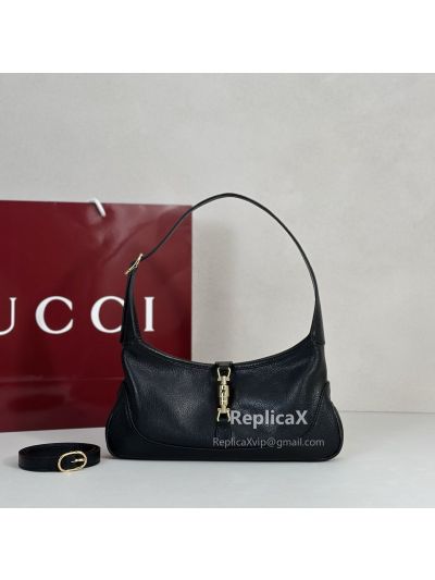 Gucci Jackie 1961 Small Natural Grain Leather Hobo Shoulder Bag 636709 in Black