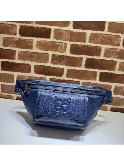 Gucci Jumbo GG Embossed Belt Bag in Blue